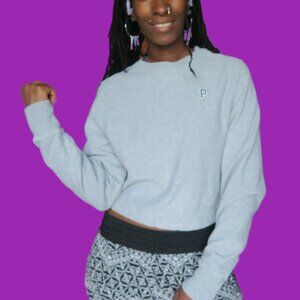 PINK Victoria's Secret cropped long sleeved sweatshirt with P on left chest XS